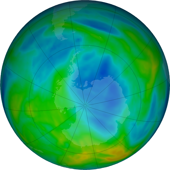 Antarctic ozone map for 30 May 2018